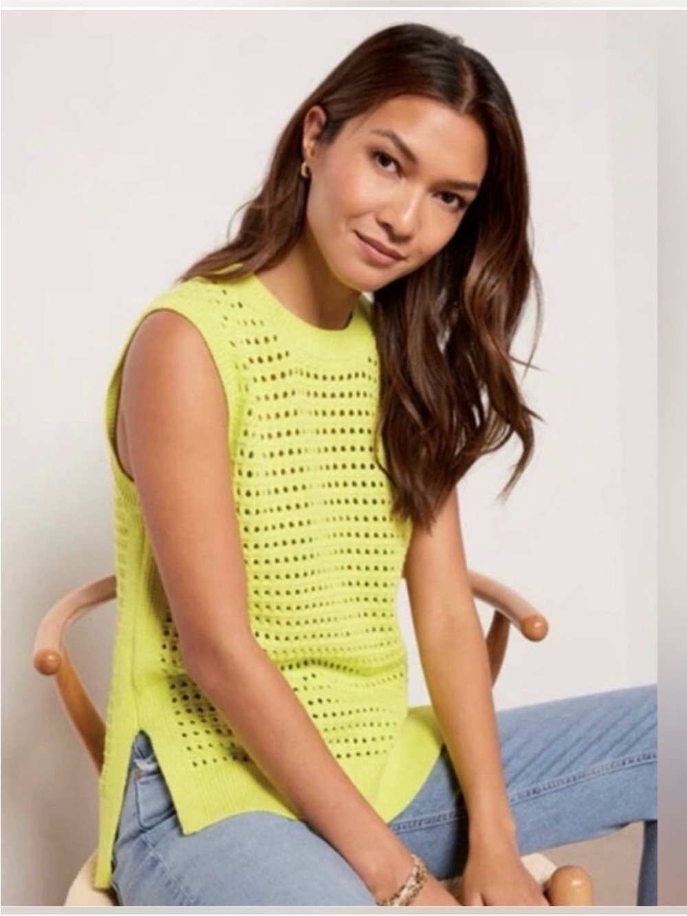 Varley Darin Longline Knit Tank in Vibrant Neon Lime Size S